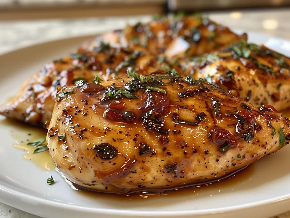 One Pan Balsamic Chicken Ready to Serve