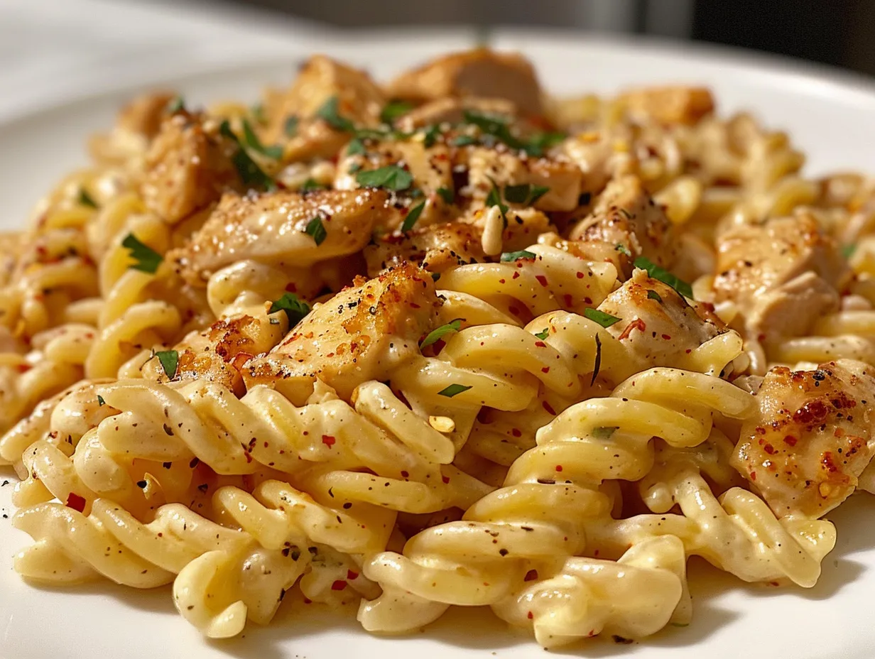 Delicious Creamy Cajun Chicken Pasta on a Plate
