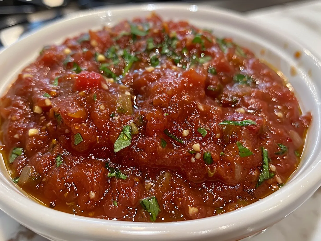 Fresh Marinara Sauce on a Plate