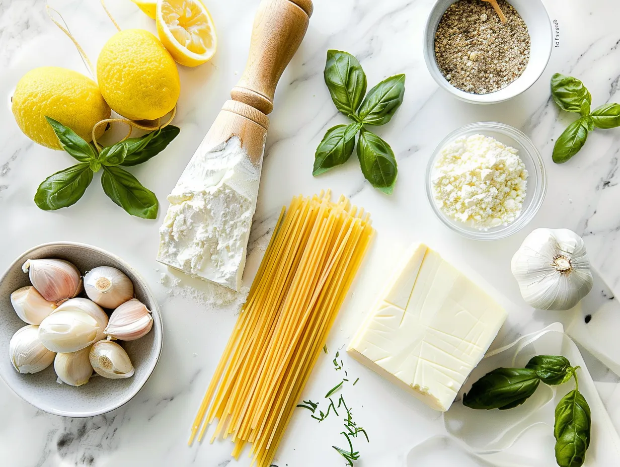 ingredients for baked cream cheese spaghetti casserole