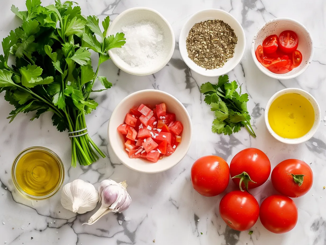Ingredients for white chicken chili on marble