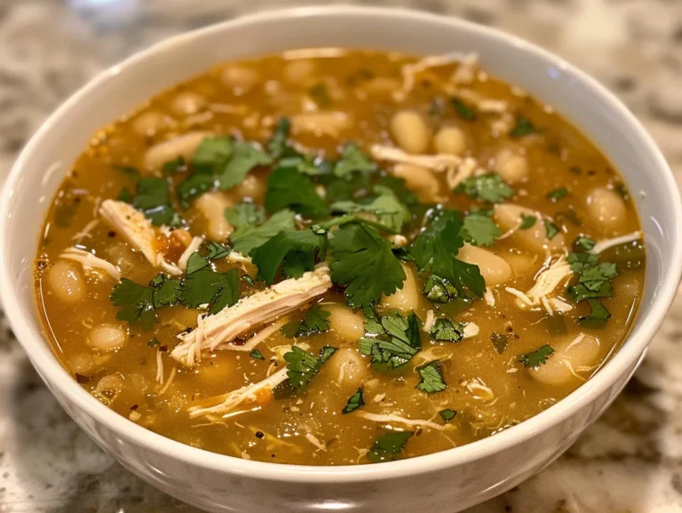 White Chicken Chili in a Rustic Bowl